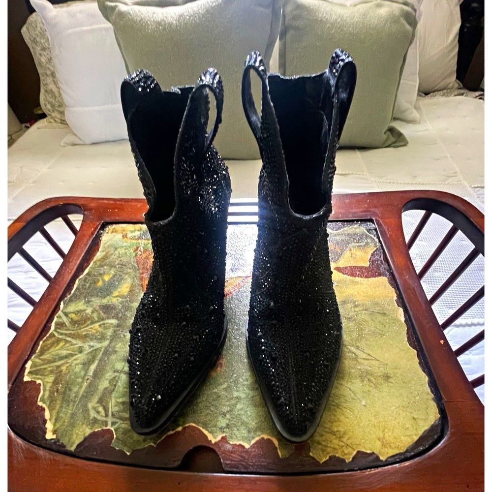 Jessica Simpson Women's Ankle Boots Black Western Pull On Pointed Toe 6 M